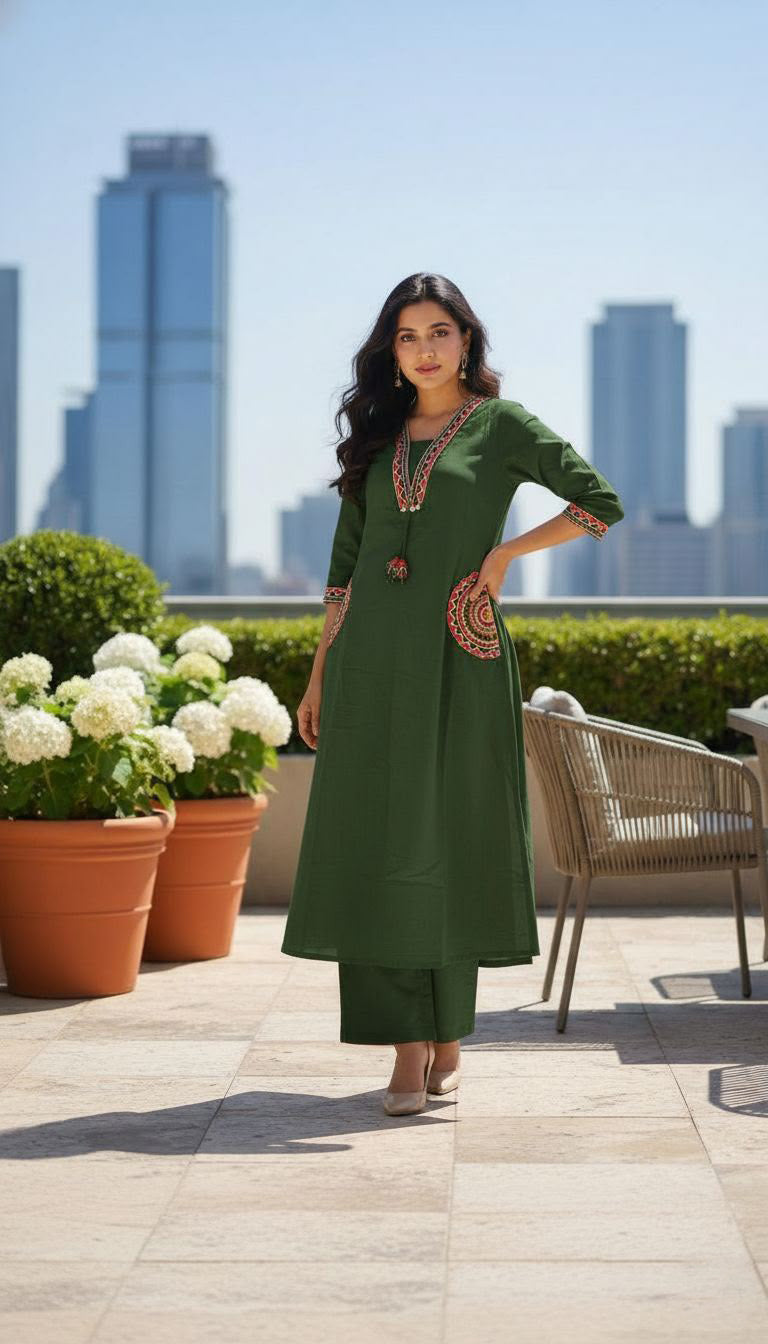 Handwork Kurti with Pend Pant