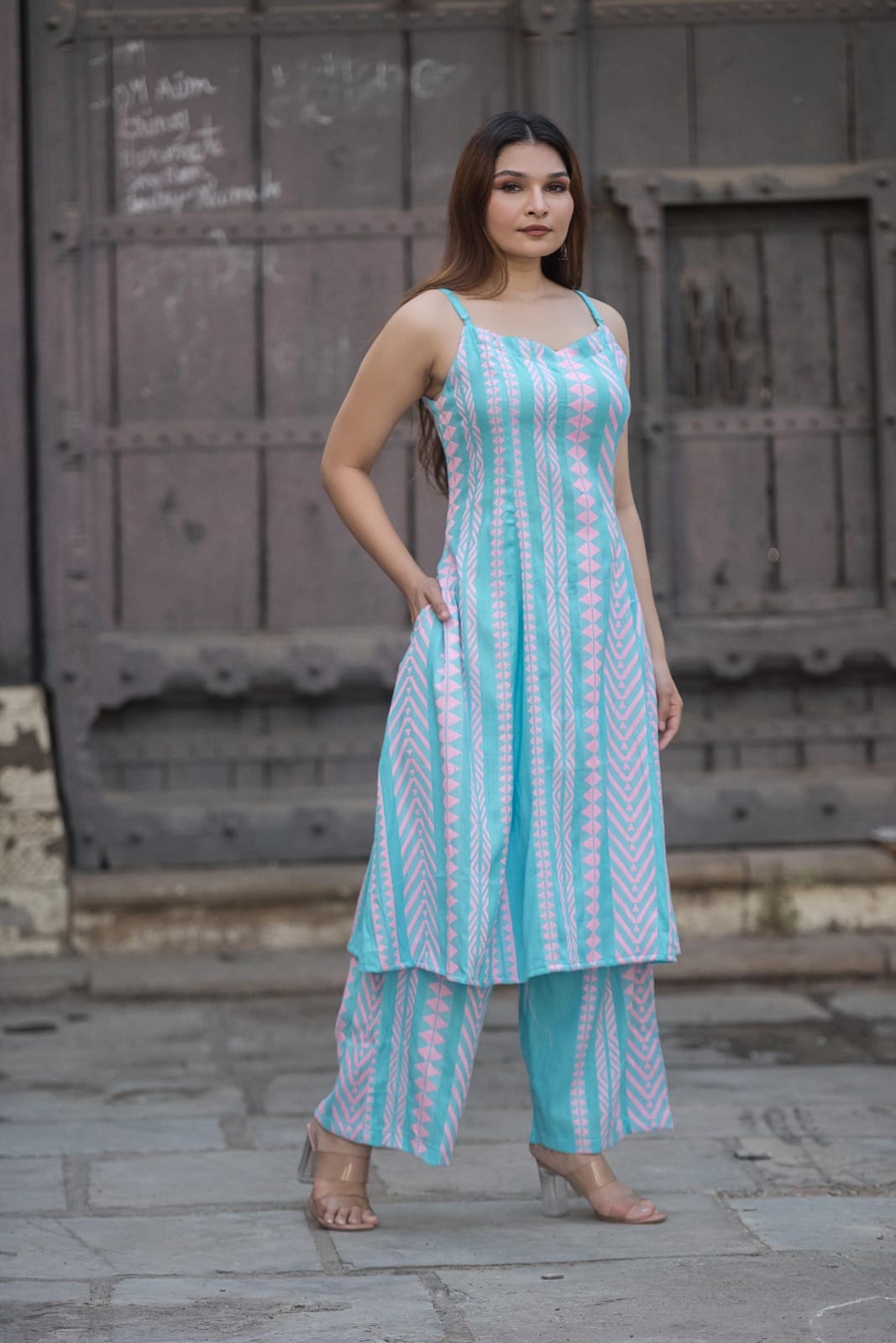 West Bengal hand khadi Spaghetti top culottes