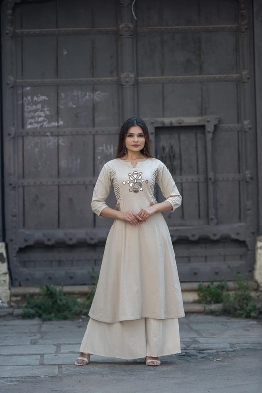 Handkhadi work Kurta with culottes