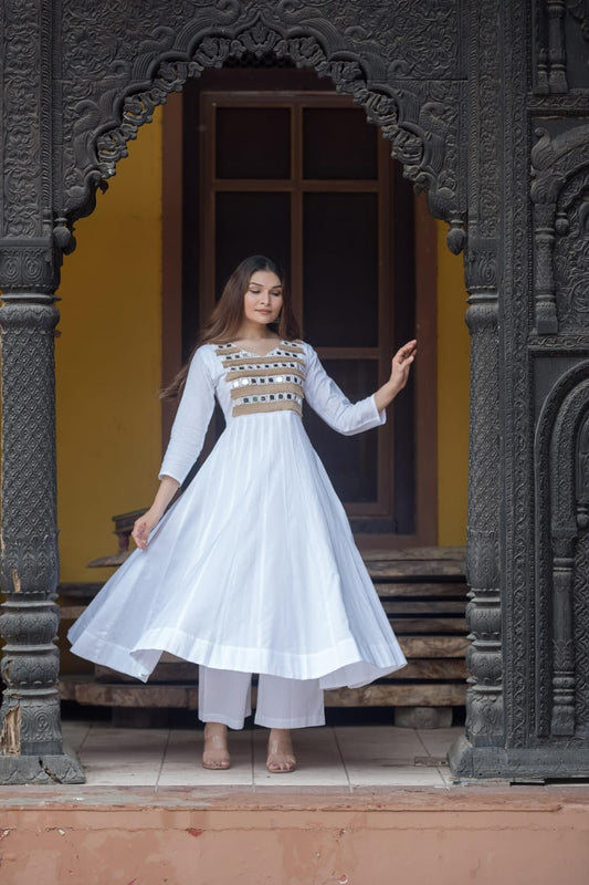 Sutli Yog Mirror Work Anarkali & Palazzo
