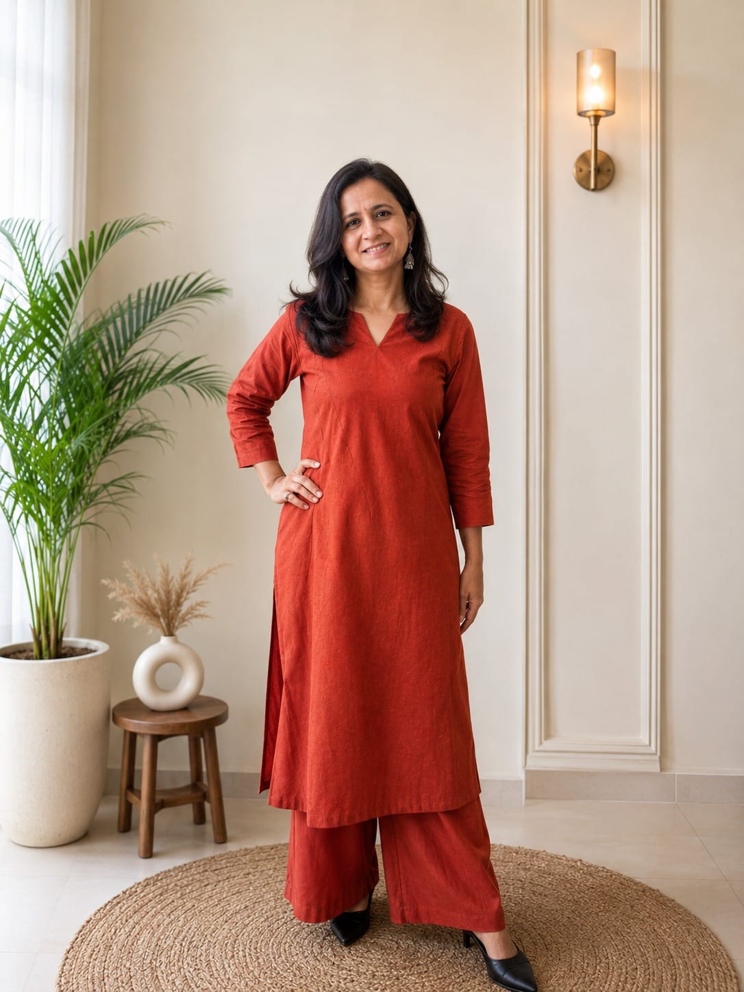 Plain Handloom Top & Culottes Set