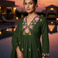 Emerald Bloom Embroidered Cotton Anarkali Kurta