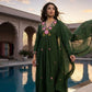 Emerald Bloom Embroidered Cotton Anarkali Kurta