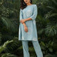 Sky Mist Printed Cotton Kurta Pant Set
