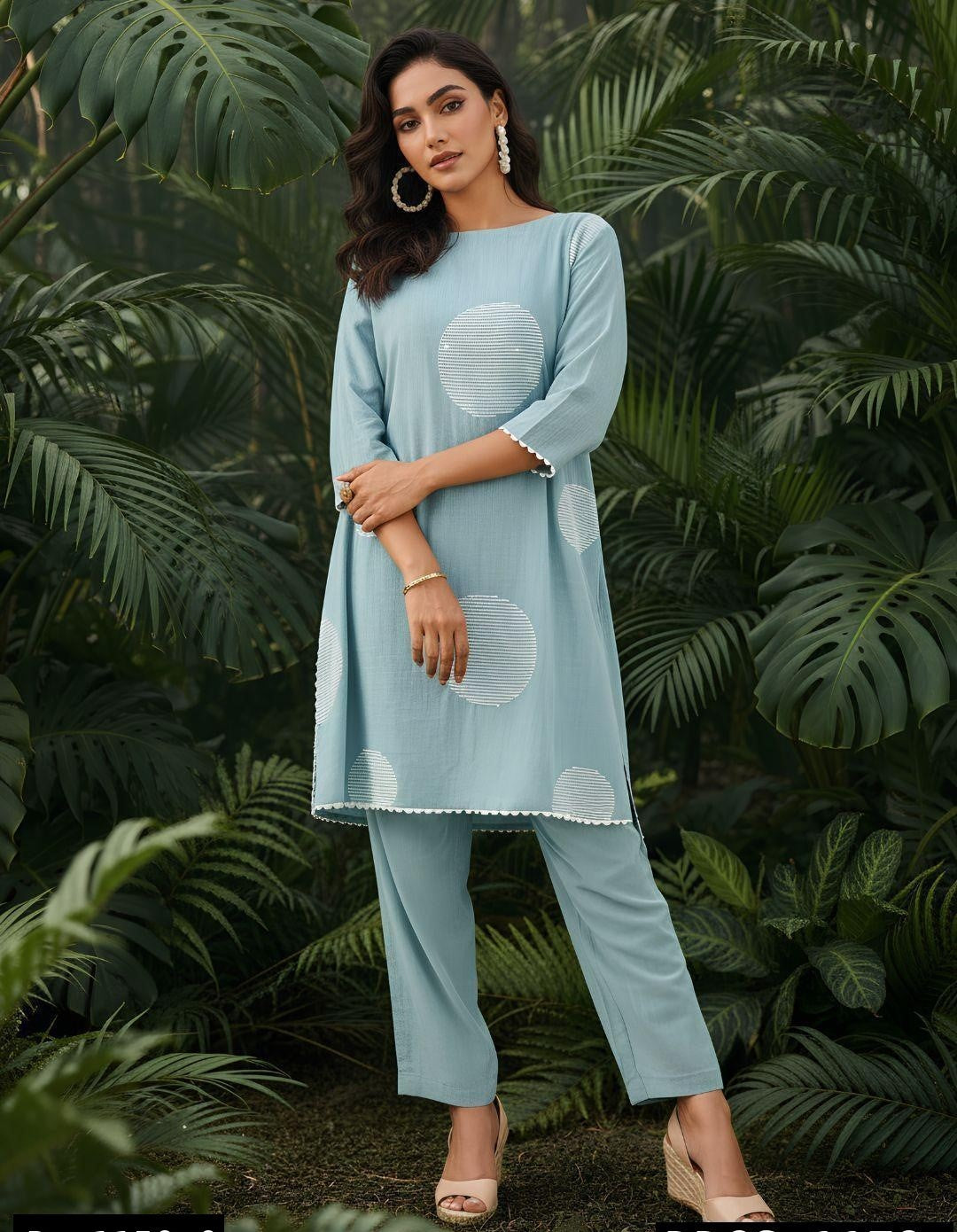 Sky Mist Printed Cotton Kurta Pant Set