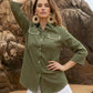 Olive Luxe Embellished Cotton Shirt