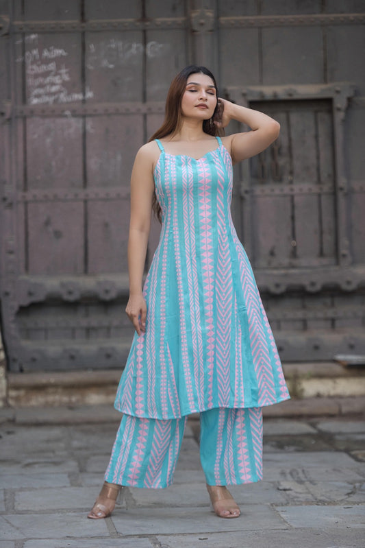 West Bengal hand khadi Spaghetti top culottes
