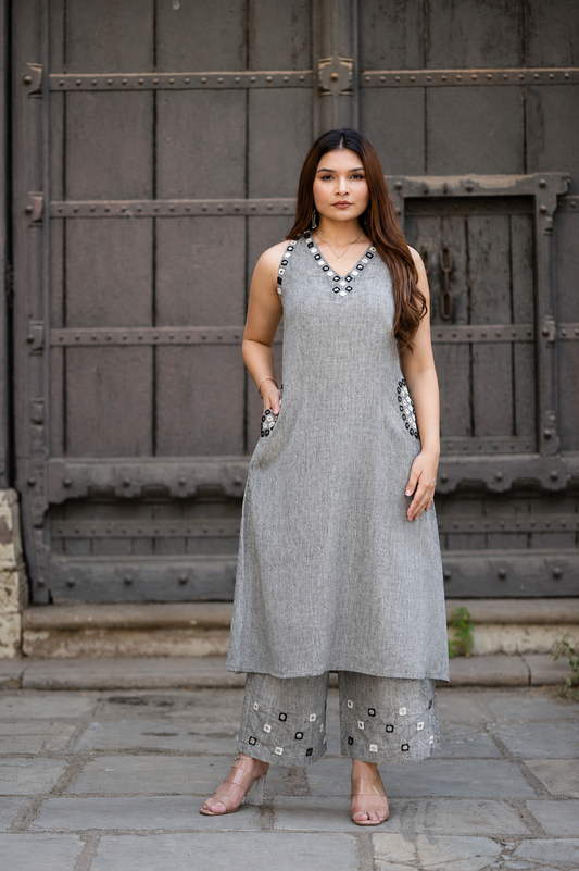 Jute fabric Kurti & Palazzo