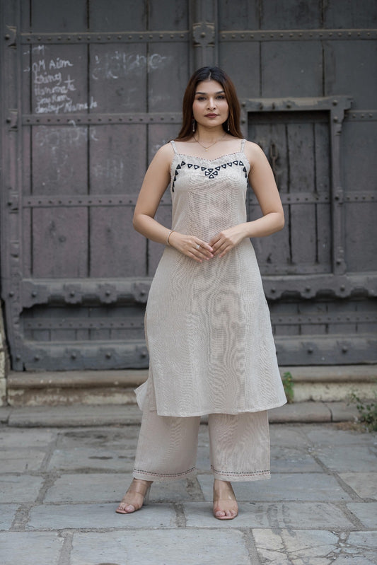 Jute Spaghetti Top with Palazzo