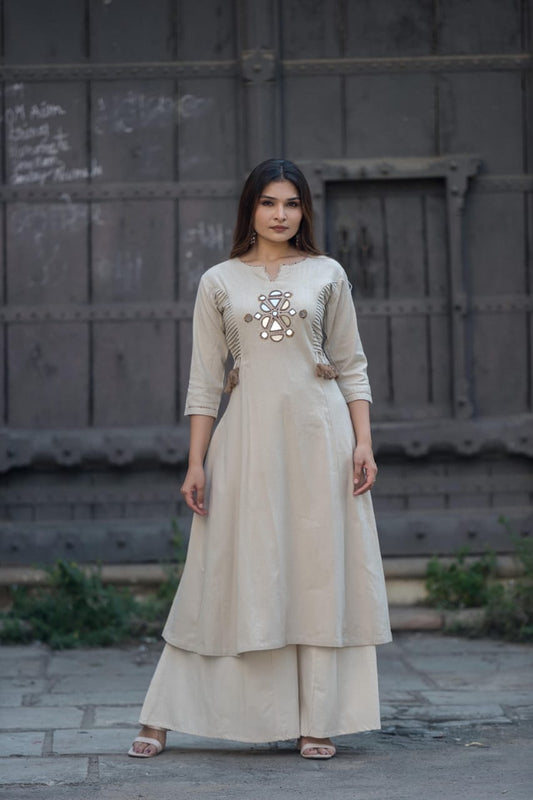 Handkhadi work Kurta with culottes