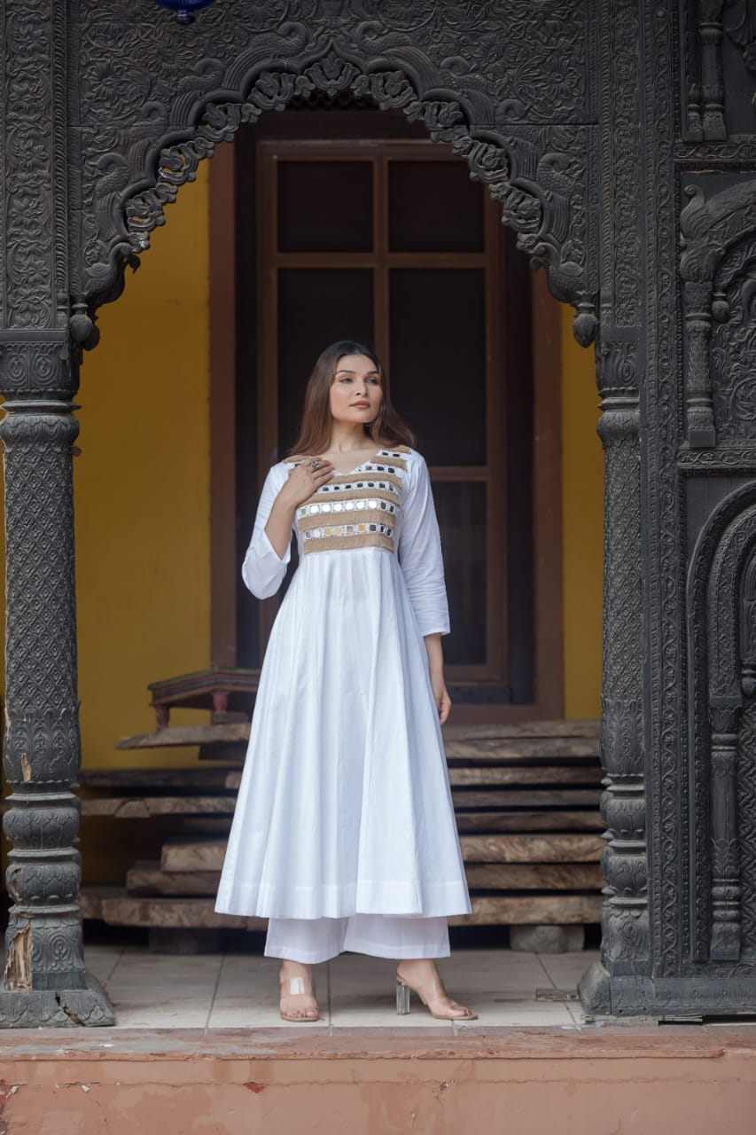 Sutli Yog Mirror Work Anarkali & Palazzo