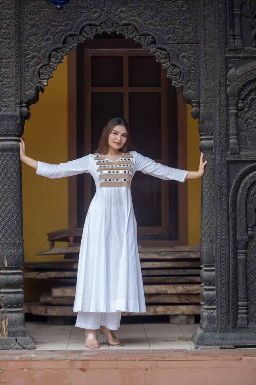 Sutli Yog Mirror Work Anarkali & Palazzo