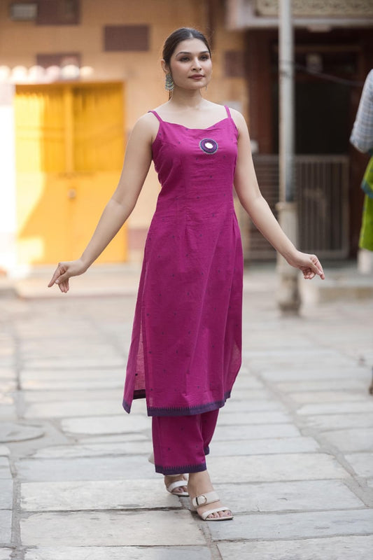 Handloom Buti Spaghetti Top & Culottes