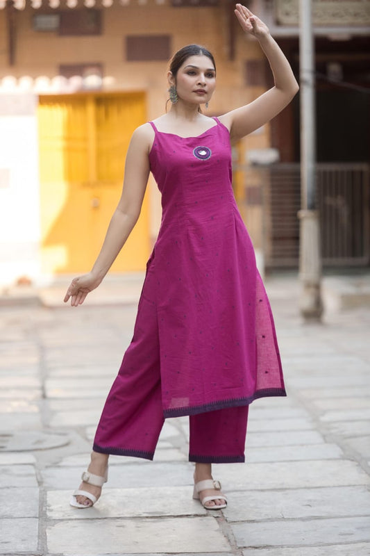 Handloom Buti Spaghetti Top & Culottes