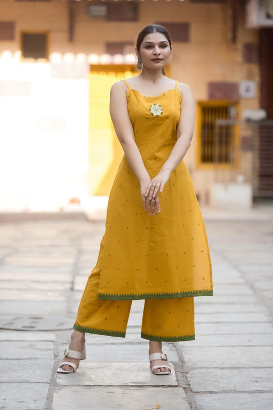 Handloom Buti Spaghetti Top & Culottes