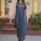 Tensil denim cowl style with mirror work koti