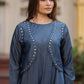Tensil denim cowl style with mirror work koti