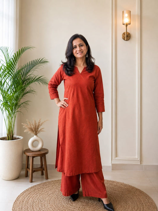 Plain Handloom Top & Culottes Set