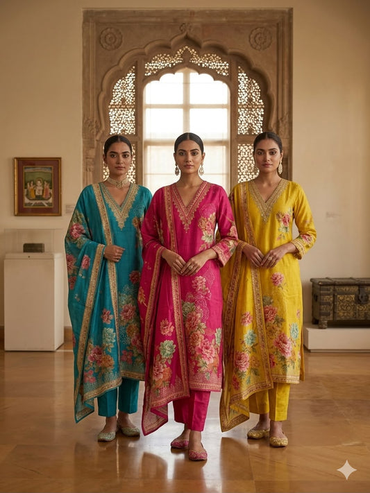 Bloom Luxe Silk Suit Collection
